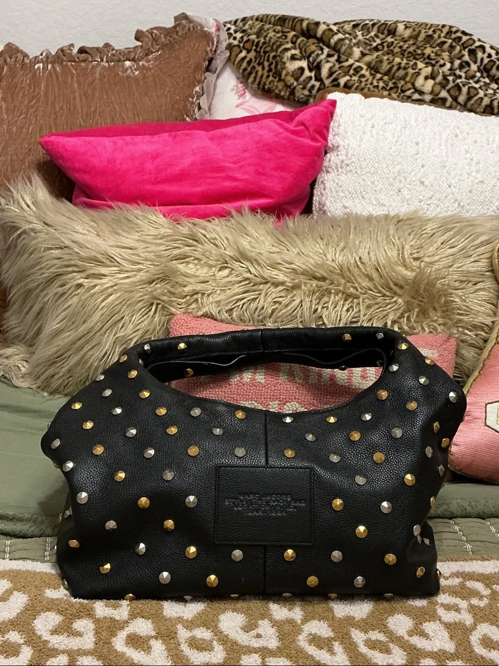Marc Jacobs Black The Sack Bag Studded Leather Hobo